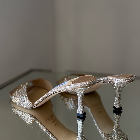 New Jimmy Choo Skye 70 Gold Satin Crystal Sandals $1,950 - Picture 10 of 14